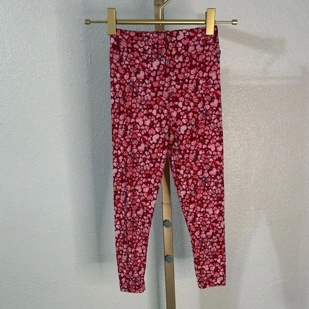 LuLaRoe Kids Red and Pink heart Leggings- S/M (2T-6)